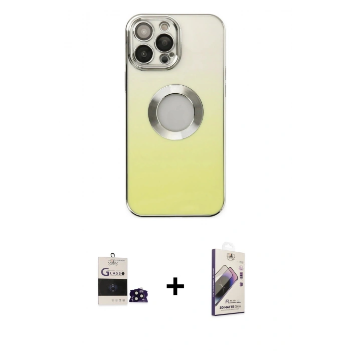 MARSİLYAN™- iPhone 14 Pro Max Kılıf Kutup Yansıma Özel Seri - Siyah Bilvis 3D Mat Cam Ekran Koruyucu + Siyah Bilvis Titan Kamera Lens