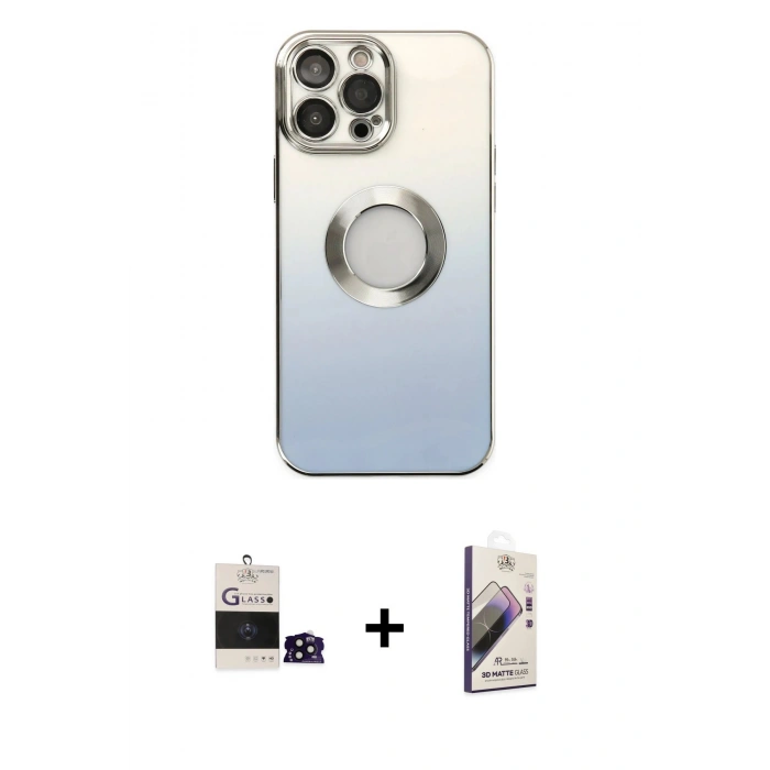 MARSİLYAN™- iPhone 14 Pro Max Kılıf Kutup Yansıma Özel Seri - Siyah Bilvis 3D Mat Cam Ekran Koruyucu + Siyah Bilvis Titan Kamera Lens