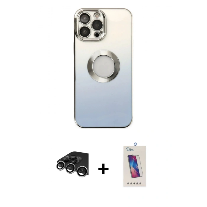 MARSİLYAN™- iPhone 14 Pro Max Kılıf Kutup Yansıma Özel Seri - Siyah Joko 5D Cam + Raze Metal Kamera Lens - GS