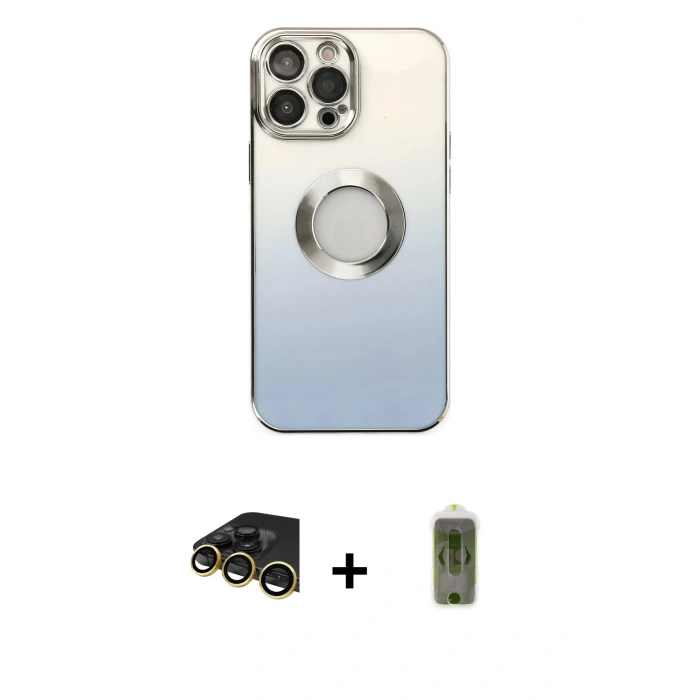 MARSİLYAN™- iPhone 14 Pro Max Kılıf Kutup Yansıma Özel Seri - Siyah Joko Magic 5D Hayalet Cam + Raze Metal Kamera Lens - GD