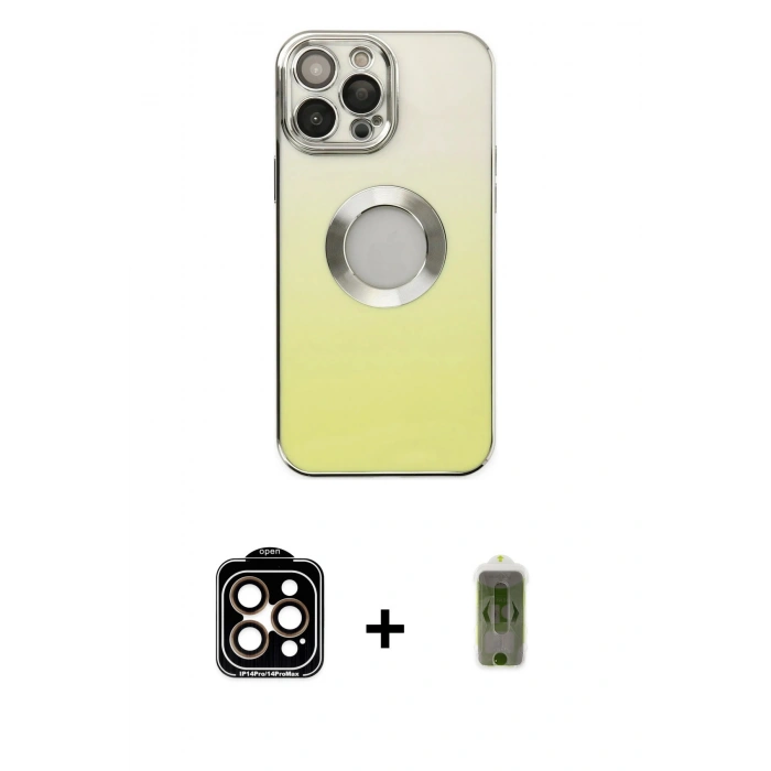MARSİLYAN™- iPhone 14 Pro Max Kılıf Kutup Yansıma Özel Seri - Siyah Joko Magic 5D Hayalet Cam + PVD Metal Kamera Lens - TU