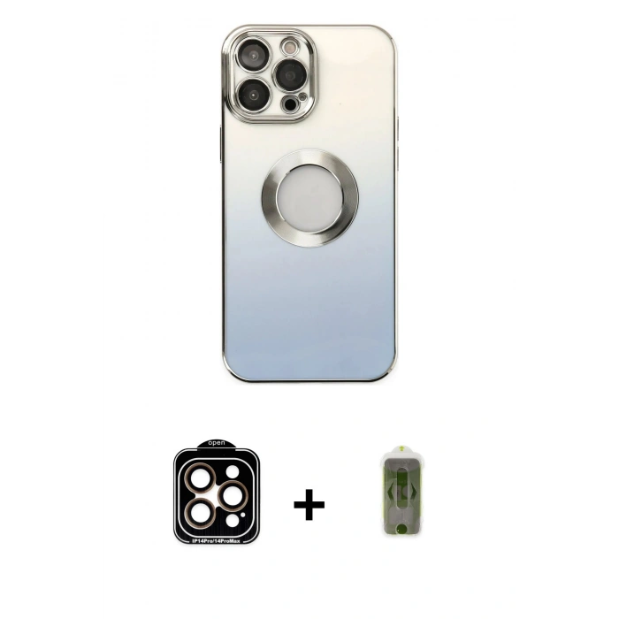 MARSİLYAN™- iPhone 14 Pro Max Kılıf Kutup Yansıma Özel Seri - Siyah Joko Magic 5D Hayalet Cam + PVD Metal Kamera Lens - TU