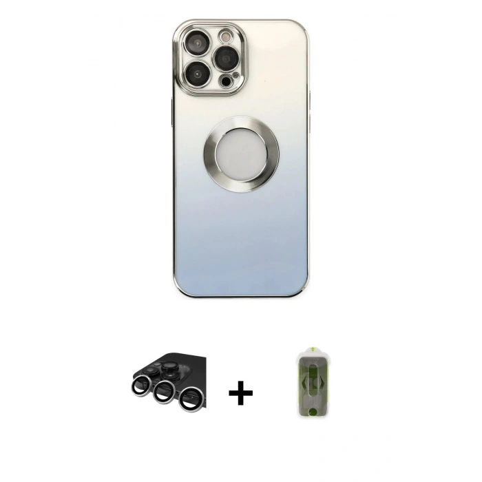 MARSİLYAN™- iPhone 14 Pro Max Kılıf Kutup Yansıma Özel Seri - Siyah Joko Magic 5D Hayalet Cam + Raze Metal Kamera Lens - GS