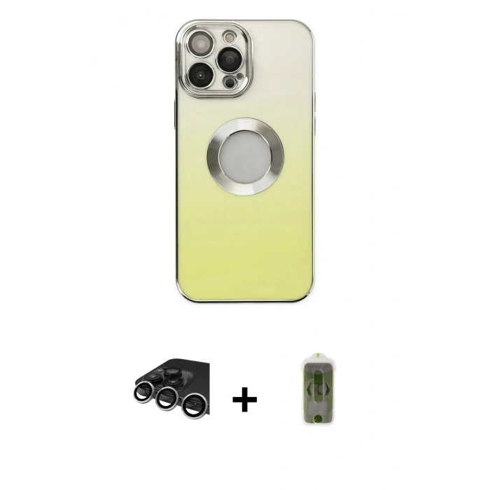 MARSİLYAN™- iPhone 14 Pro Max Kılıf Kutup Yansıma Özel Seri - Siyah Joko Magic 5D Hayalet Cam + Raze Metal Kamera Lens - GS