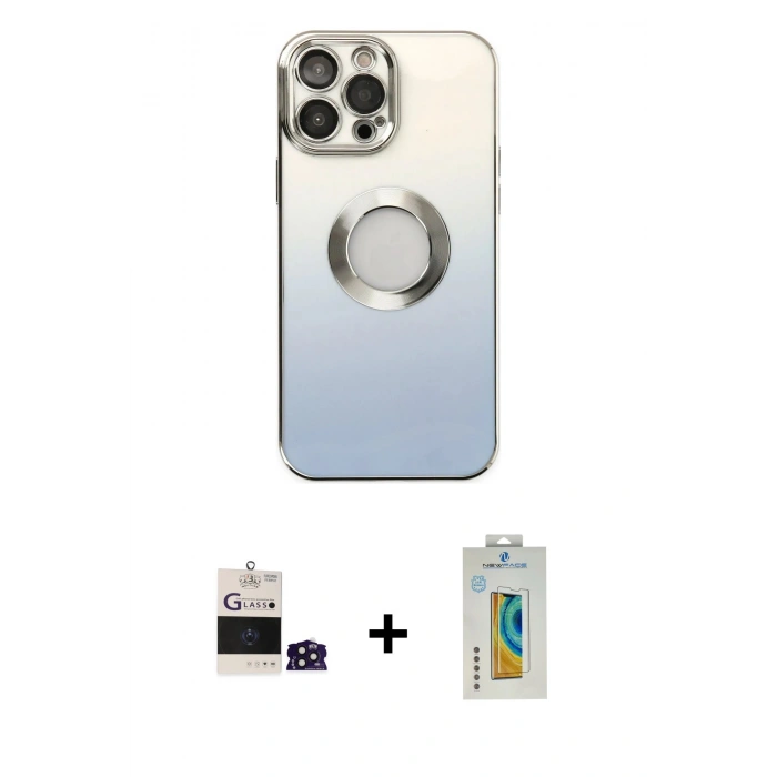 MARSİLYAN™- iPhone 14 Pro Max Kılıf Kutup Yansıma Özel Seri - Siyah Polymer Nano Ekran Koruyucu + Bilvis Titan Kamera Lens - DNMR