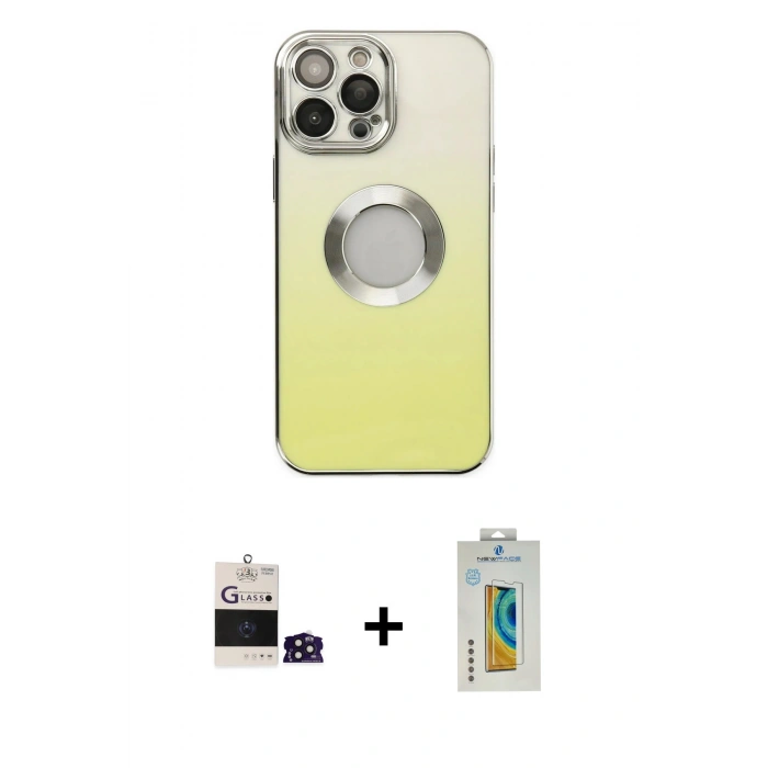 MARSİLYAN™- iPhone 14 Pro Max Kılıf Kutup Yansıma Özel Seri - Siyah Polymer Nano Ekran Koruyucu + Bilvis Titan Kamera Lens - DNMR