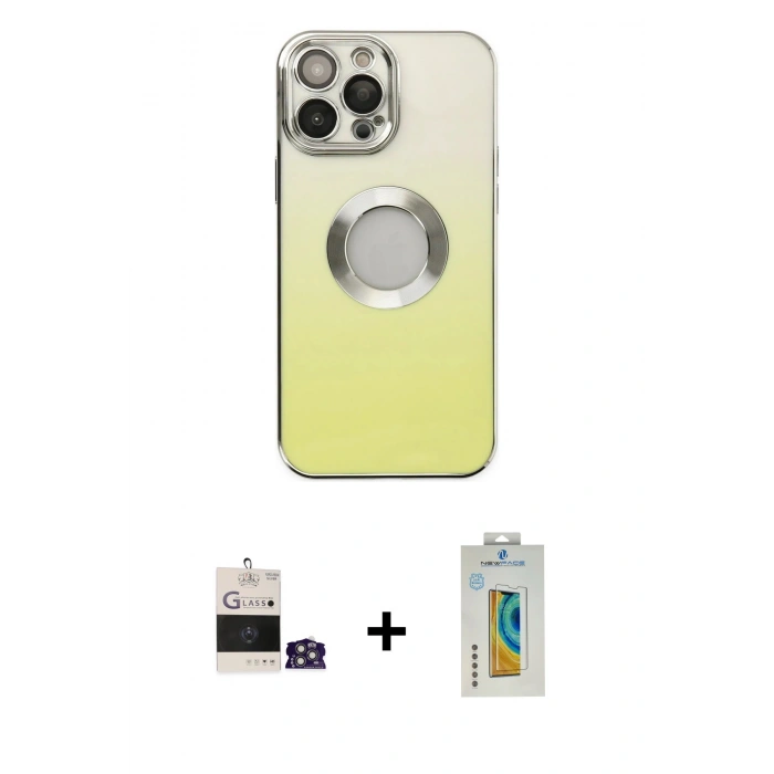 MARSİLYAN™- iPhone 14 Pro Max Kılıf Kutup Yansıma Özel Seri - Siyah Polymer Nano Ekran Koruyucu + Bilvis Titan Kamera Lens - GS