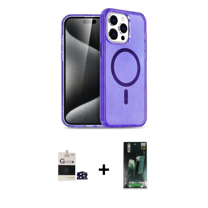 MARSİLYAN™- iPhone 14 Pro Max Kılıf Nova Asil Prime - Şeffaf 360 Full Body Arka Koruyucu + Bilvis Titan Kamera Lens - DNMR