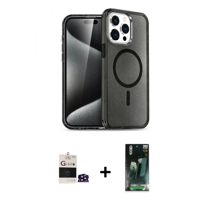 MARSİLYAN™- iPhone 14 Pro Max Kılıf Nova Asil Prime - Şeffaf 360 Full Body Arka Koruyucu + Bilvis Titan Kamera Lens - DNMR