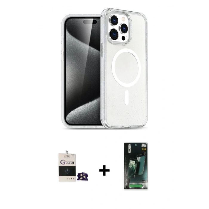 MARSİLYAN™- iPhone 14 Pro Max Kılıf Nova Asil Prime - Şeffaf 360 Full Body Arka Koruyucu + Bilvis Titan Kamera Lens - GD