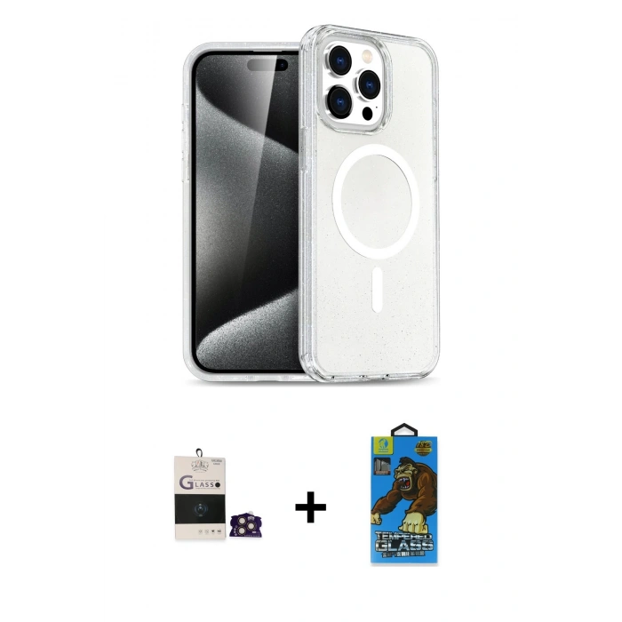 MARSİLYAN™- iPhone 14 Pro Max Kılıf Nova Asil Prime - Siyah 18D Cam Ekran Koruyucu + Bilvis Titan Kamera Lens - GD