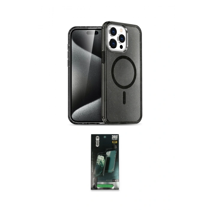 MARSİLYAN™- iPhone 14 Pro Max Kılıf Nova Asil Prime - Siyah 360 Mat Full Body Arka Koruyucu