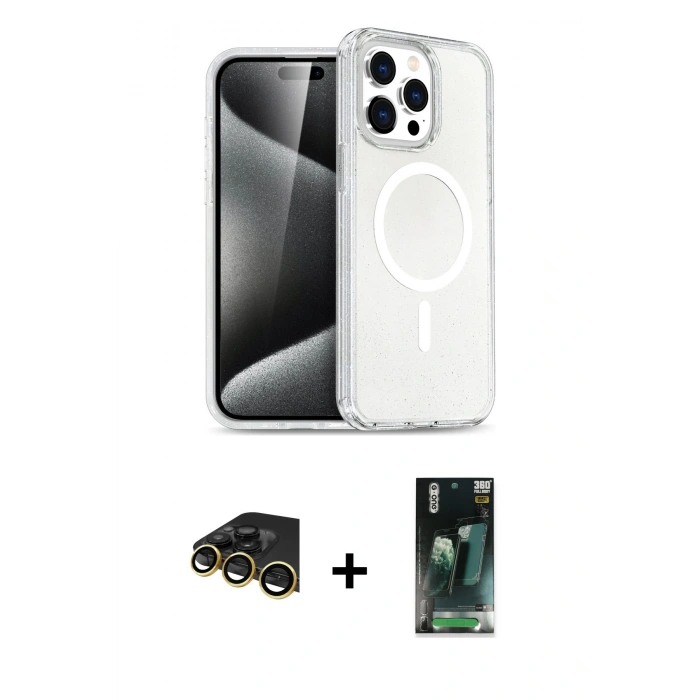 MARSİLYAN™- iPhone 14 Pro Max Kılıf Nova Asil Prime - Siyah 360 Mat Full Body Arka Koruyucu + Raze Metal Kamera Lens - GD