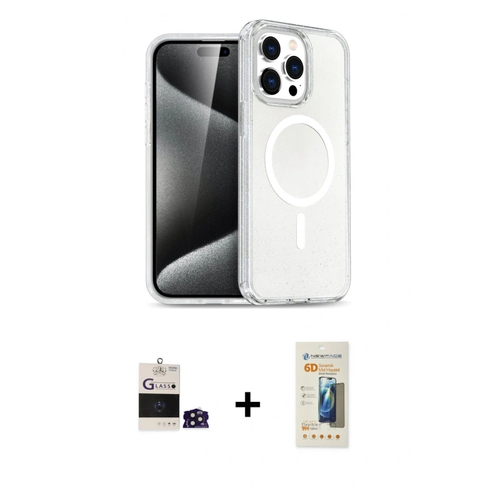 MARSİLYAN™- iPhone 14 Pro Max Kılıf Nova Asil Prime - Siyah 6D Mat Seramik Hayalet Nano Ekran Koruyucu + Bilvis Titan Kamera Lens - DNMR