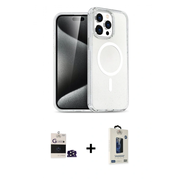 MARSİLYAN™- iPhone 14 Pro Max Kılıf Nova Asil Prime - Siyah Bilvis Hayalet Cam Ekran Koruyucu + Bilvis Titan Kamera Lens - DNMR