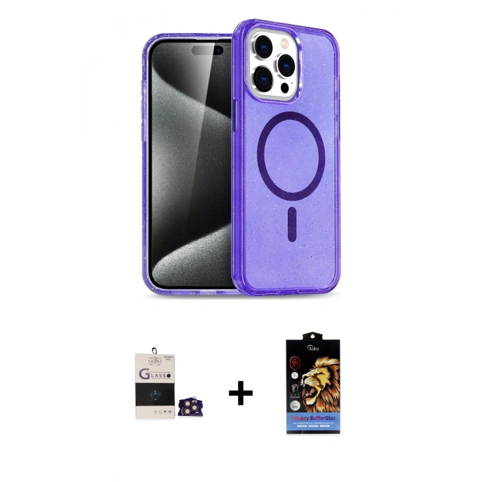 MARSİLYAN™- iPhone 14 Pro Max Kılıf Nova Asil Prime - Siyah Buffer Hayalet Cam Ekran Koruyucu + Bilvis Titan Kamera Lens - GD