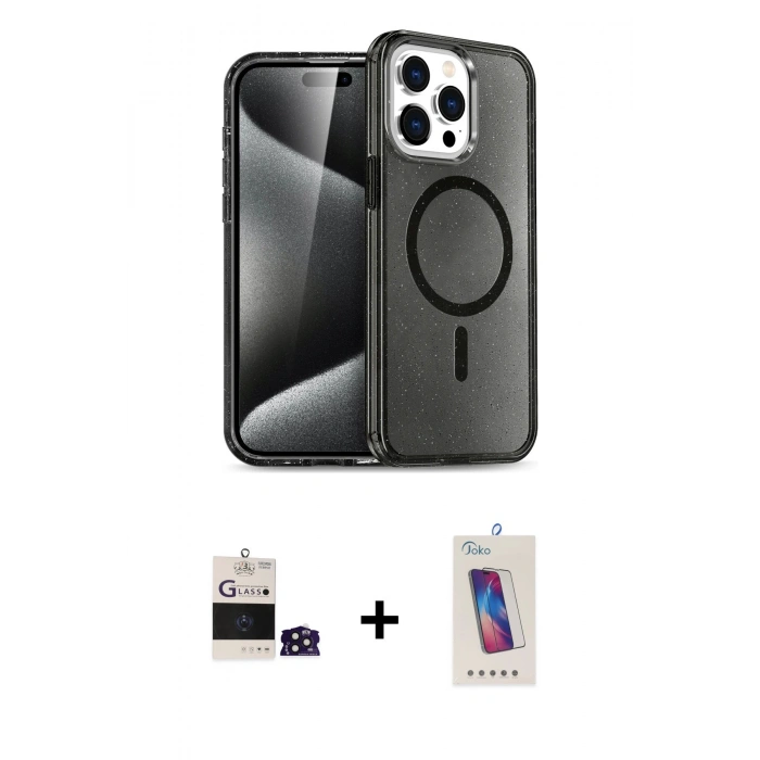 MARSİLYAN™- iPhone 14 Pro Max Kılıf Nova Asil Prime - Siyah Joko 5D Cam + Bilvis Titan Kamera Lens - DNMR