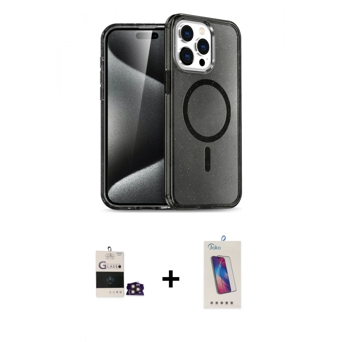MARSİLYAN™- iPhone 14 Pro Max Kılıf Nova Asil Prime - Siyah Joko 5D Cam + Bilvis Titan Kamera Lens - GD