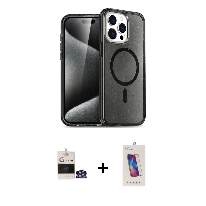 MARSİLYAN™- iPhone 14 Pro Max Kılıf Nova Asil Prime - Siyah Joko 5D Cam + Bilvis Titan Kamera Lens - GS