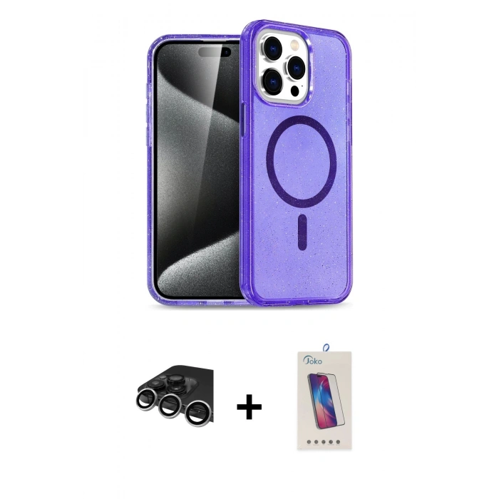 MARSİLYAN™- iPhone 14 Pro Max Kılıf Nova Asil Prime - Siyah Joko 5D Cam + Raze Metal Kamera Lens - GS