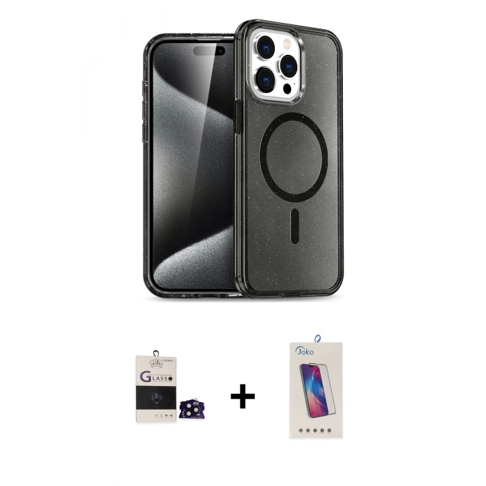 MARSİLYAN™- iPhone 14 Pro Max Kılıf Nova Asil Prime - Siyah Joko 5D Cam + Bilvis Titan Kamera Lens - SH