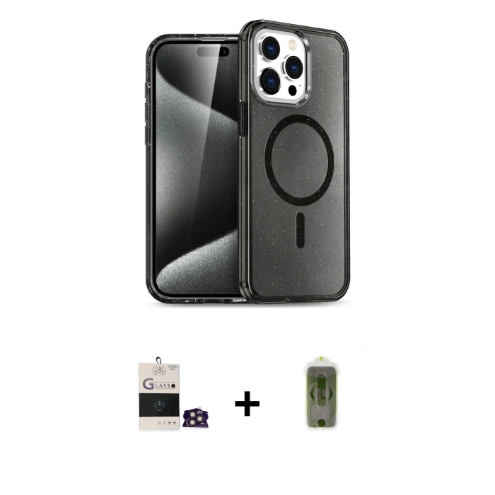 MARSİLYAN™- iPhone 14 Pro Max Kılıf Nova Asil Prime - Siyah Joko Magic 5D Hayalet Cam + Bilvis Titan Kamera Lens - GD