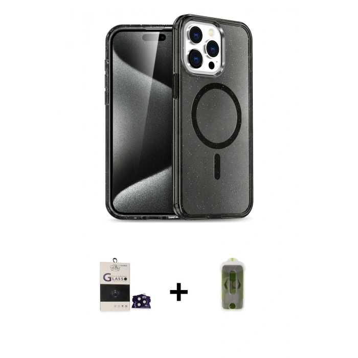 MARSİLYAN™- iPhone 14 Pro Max Kılıf Nova Asil Prime - Siyah Joko Magic 5D Hayalet Cam + Bilvis Titan Kamera Lens - SH