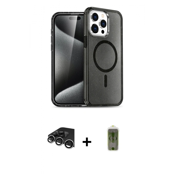 MARSİLYAN™- iPhone 14 Pro Max Kılıf Nova Asil Prime - Siyah Joko Magic 5D Hayalet Cam + Raze Metal Kamera Lens - GS