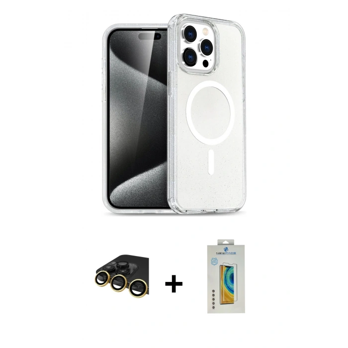 MARSİLYAN™- iPhone 14 Pro Max Kılıf Nova Asil Prime - Siyah Polymer Nano Ekran Koruyucu + Raze Metal Kamera Lens - GD