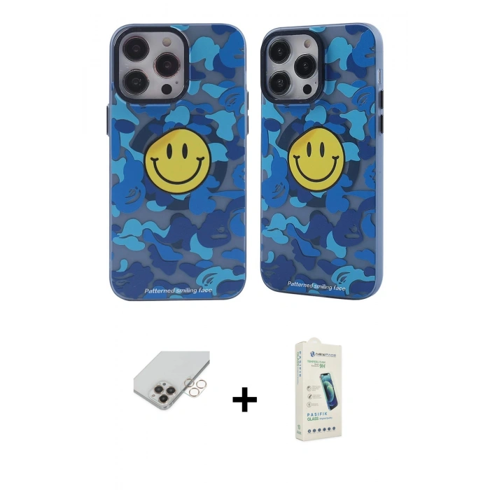 MARSİLYAN™- iPhone 14 Pro Max Kılıf Nova Doku Koleksiyonu - Şeffaf Pasifik Cam Ekran Koruyucu + Band Metal Kamera Lens - GD