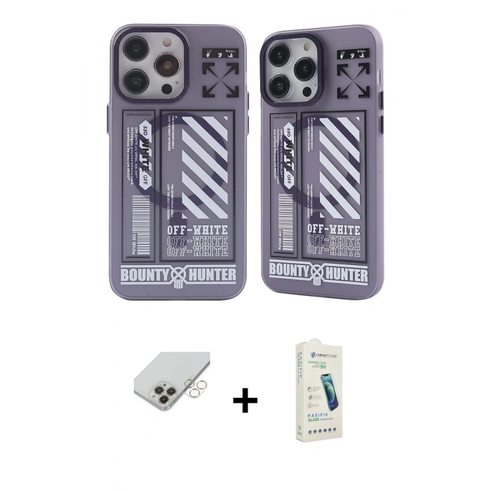 MARSİLYAN™- iPhone 14 Pro Max Kılıf Nova Doku Koleksiyonu - Şeffaf Pasifik Cam Ekran Koruyucu + Band Metal Kamera Lens - GD