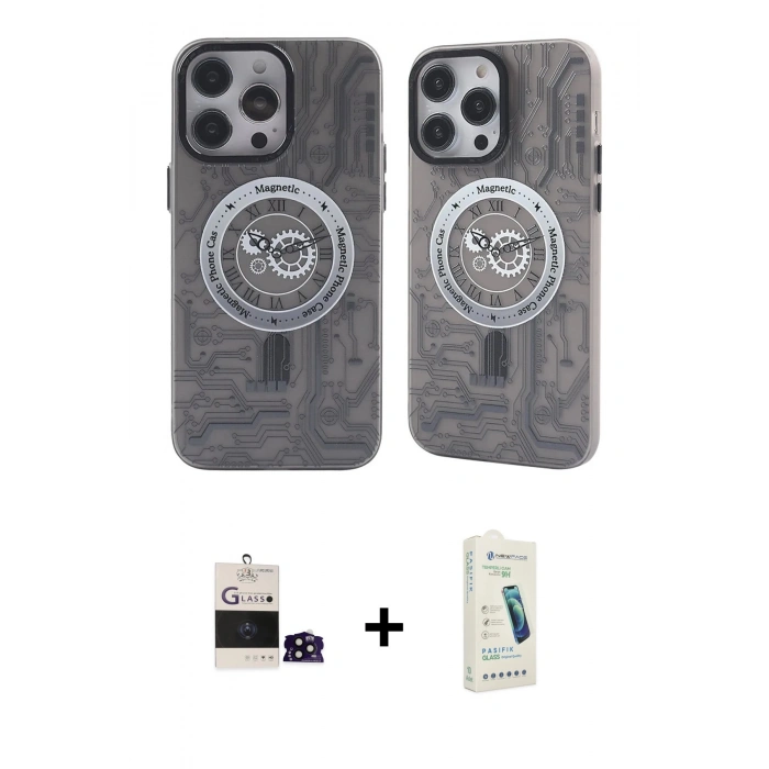 MARSİLYAN™- iPhone 14 Pro Max Kılıf Nova Doku Koleksiyonu - Şeffaf Pasifik Cam Ekran Koruyucu + Bilvis Titan Kamera Lens - SH