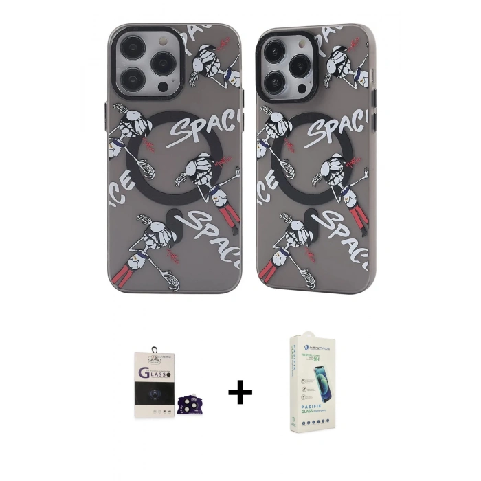 MARSİLYAN™- iPhone 14 Pro Max Kılıf Nova Doku Koleksiyonu - Şeffaf Pasifik Cam Ekran Koruyucu + Bilvis Titan Kamera Lens - SH