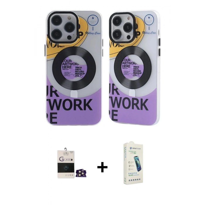 MARSİLYAN™- iPhone 14 Pro Max Kılıf Nova Doku Koleksiyonu - Şeffaf Pasifik Cam Ekran Koruyucu + Bilvis Titan Kamera Lens - GD
