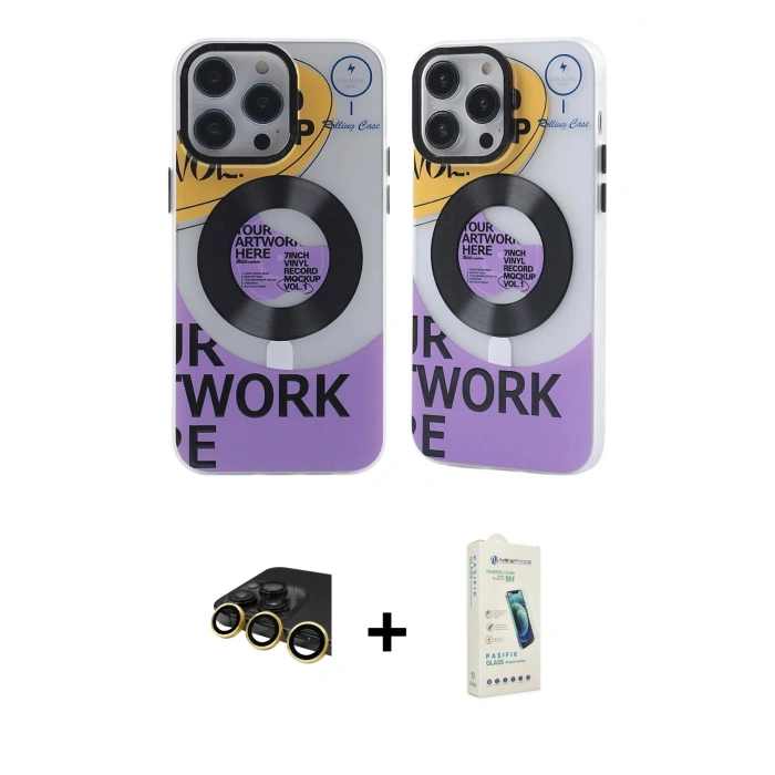 MARSİLYAN™- iPhone 14 Pro Max Kılıf Nova Doku Koleksiyonu - Şeffaf Pasifik Cam Ekran Koruyucu + Raze Metal Kamera Lens - GD