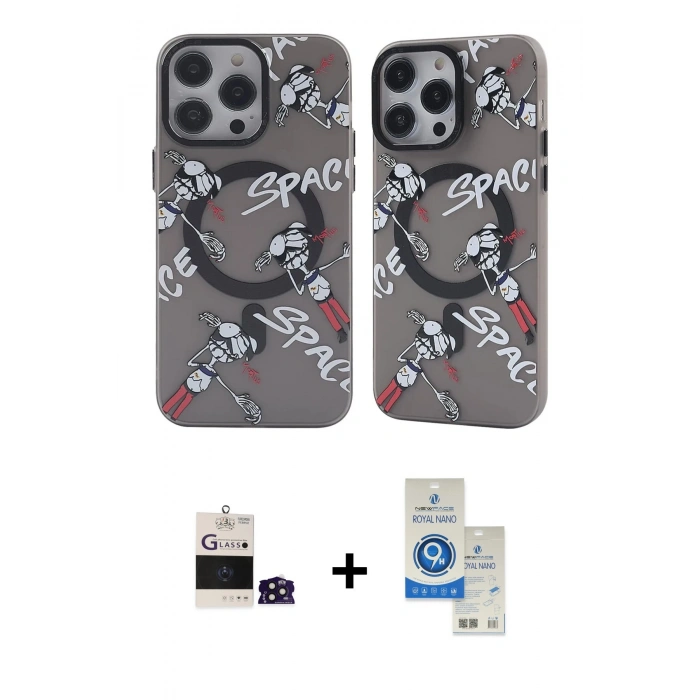 MARSİLYAN™- iPhone 14 Pro Max Kılıf Nova Doku Koleksiyonu - Şeffaf Royal Nano Ekran Koruyucu + Bilvis Titan Kamera Lens - DNMR