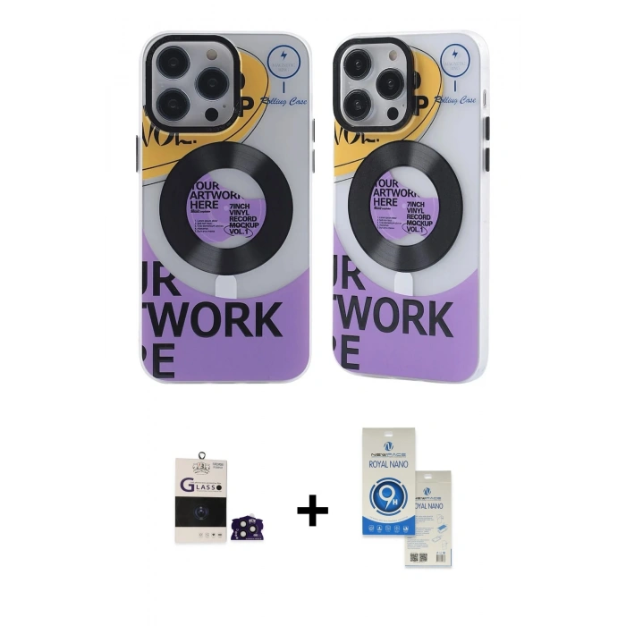MARSİLYAN™- iPhone 14 Pro Max Kılıf Nova Doku Koleksiyonu - Şeffaf Royal Nano Ekran Koruyucu + Bilvis Titan Kamera Lens - DNMR