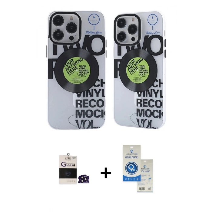 MARSİLYAN™- iPhone 14 Pro Max Kılıf Nova Doku Koleksiyonu - Şeffaf Royal Nano Ekran Koruyucu + Bilvis Titan Kamera Lens - DNMR