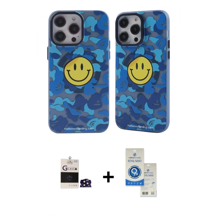 MARSİLYAN™- iPhone 14 Pro Max Kılıf Nova Doku Koleksiyonu - Şeffaf Royal Nano Ekran Koruyucu + Bilvis Titan Kamera Lens - DNMR