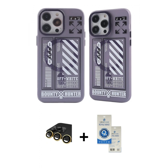 MARSİLYAN™- iPhone 14 Pro Max Kılıf Nova Doku Koleksiyonu - Şeffaf Royal Nano Ekran Koruyucu + Raze Metal Kamera Lens - GD