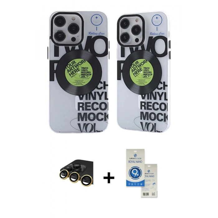 MARSİLYAN™- iPhone 14 Pro Max Kılıf Nova Doku Koleksiyonu - Şeffaf Royal Nano Ekran Koruyucu + Raze Metal Kamera Lens - GD