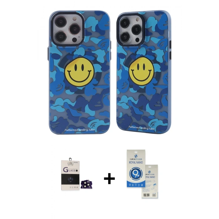 MARSİLYAN™- iPhone 14 Pro Max Kılıf Nova Doku Koleksiyonu - Şeffaf Royal Nano Ekran Koruyucu + Bilvis Titan Kamera Lens - SH