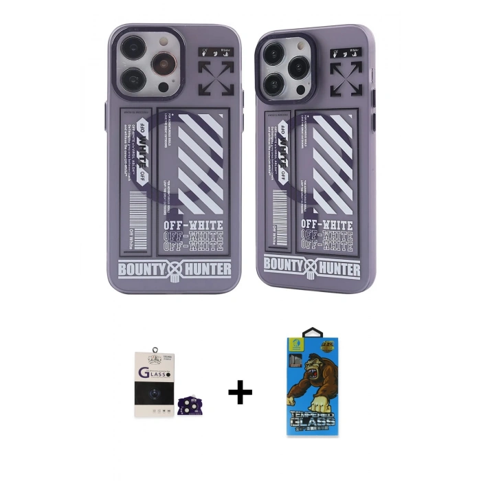 MARSİLYAN™- iPhone 14 Pro Max Kılıf Nova Doku Koleksiyonu - Siyah 18D Cam Ekran Koruyucu + Bilvis Titan Kamera Lens - DNMR