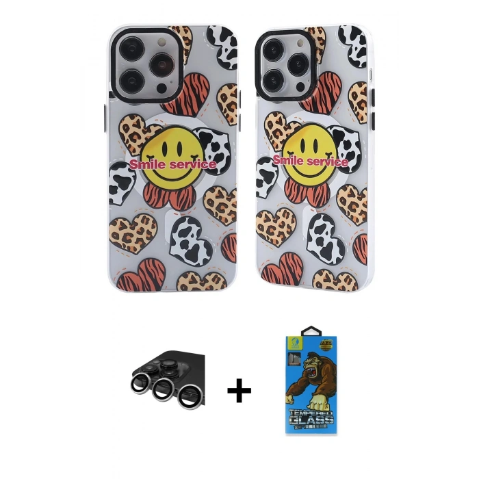 MARSİLYAN™- iPhone 14 Pro Max Kılıf Nova Doku Koleksiyonu - Siyah 18D Cam Ekran Koruyucu + Raze Metal Kamera Lens - GS