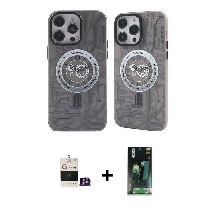 MARSİLYAN™- iPhone 14 Pro Max Kılıf Nova Doku Koleksiyonu - Siyah 360 Mat Full Body Arka Koruyucu + Bilvis Titan Kamera Lens - GD