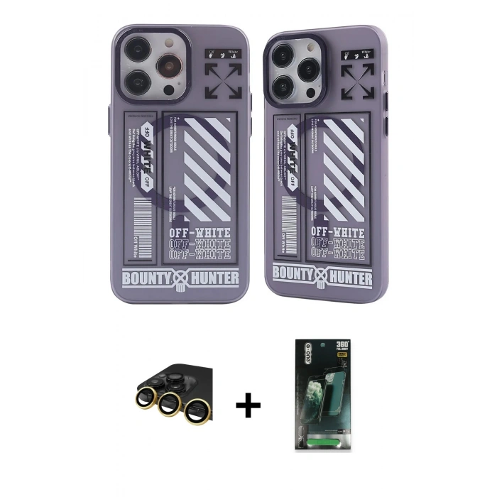 MARSİLYAN™- iPhone 14 Pro Max Kılıf Nova Doku Koleksiyonu - Siyah 360 Mat Full Body Arka Koruyucu + Raze Metal Kamera Lens - GD