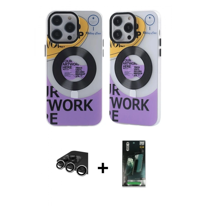 MARSİLYAN™- iPhone 14 Pro Max Kılıf Nova Doku Koleksiyonu - Siyah 360 Mat Full Body Arka Koruyucu + Raze Metal Kamera Lens - GS