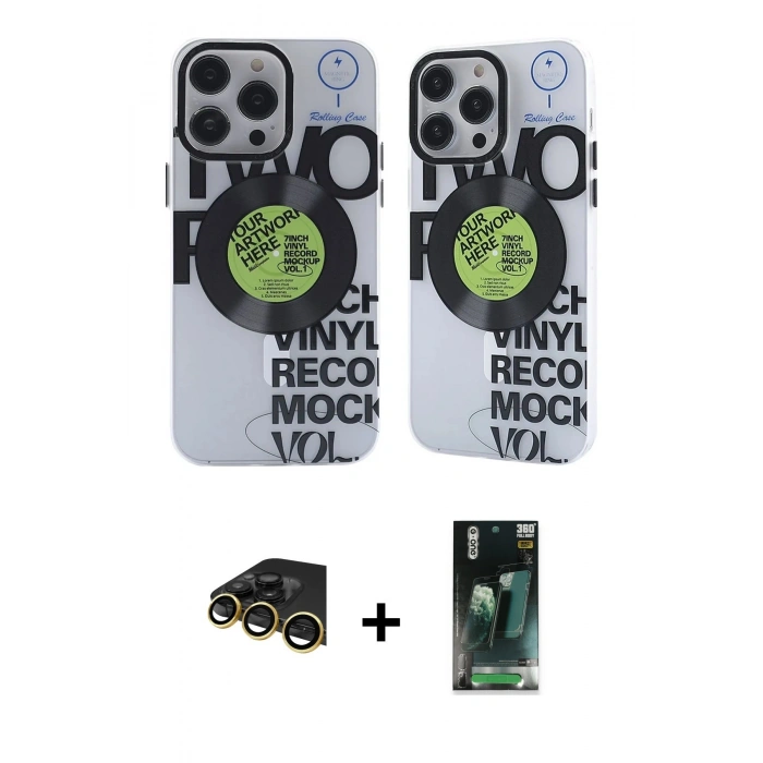 MARSİLYAN™- iPhone 14 Pro Max Kılıf Nova Doku Koleksiyonu - Siyah 360 Mat Full Body Arka Koruyucu + Raze Metal Kamera Lens - GD