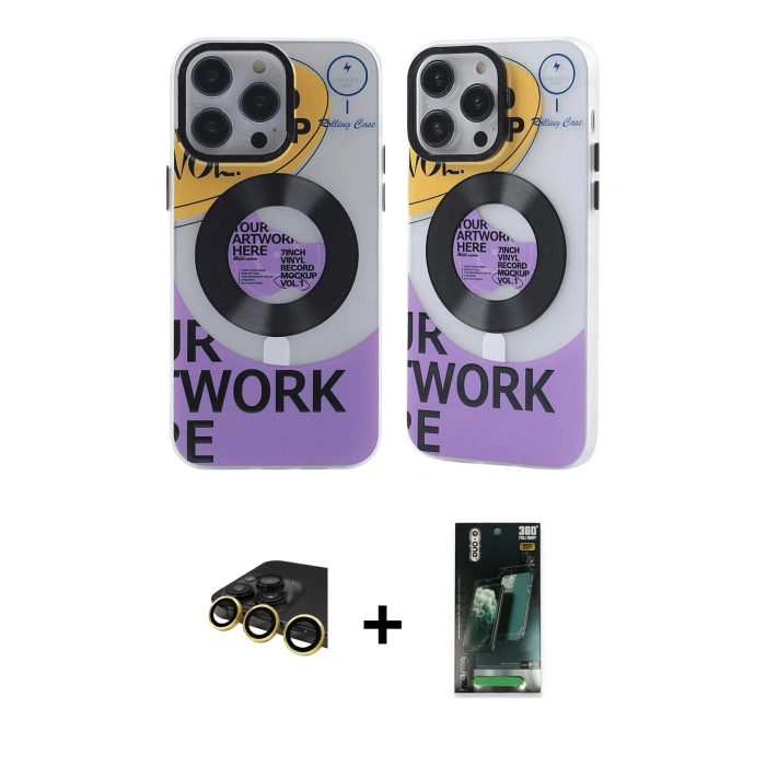 MARSİLYAN™- iPhone 14 Pro Max Kılıf Nova Doku Koleksiyonu - Siyah 360 Mat Full Body Arka Koruyucu + Raze Metal Kamera Lens - GD
