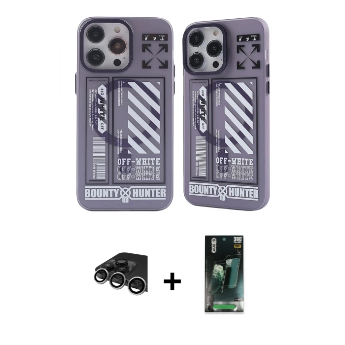 MARSİLYAN™- iPhone 14 Pro Max Kılıf Nova Doku Koleksiyonu - Siyah 360 Mat Full Body Arka Koruyucu + Raze Metal Kamera Lens - GS